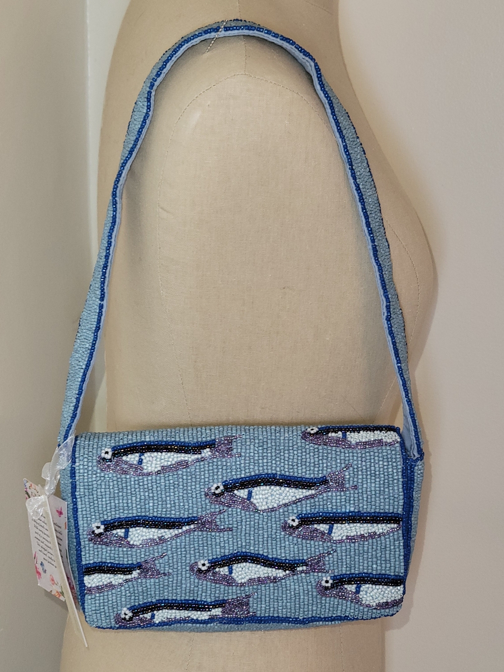 NWT Viral Blue Sardine Beaded Shoulder Bag